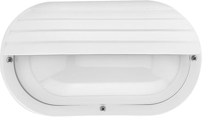 Progress Lighting 1-Light UV Stabilized Ribbed Frosted Polycarbonate Shade Modern Outdoor 10-1/2" Wall or Ceiling Light, Bulkheads Collection, Outdoor, P5706-30, White