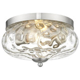 Darkaway Ceiling Light Fixtures Flush Mount Indoor Outdoor Ceiling Light with Water Ripple Glass Shade for Hallway Kitchen Bedroom Porch Living Room Nickel Finish