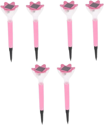 DOITOOL 6pcs Solar Pathway Lights Outdoor Decorative Flower Stakes Led Garden Lights for Lawn Patio Walkway and Driveway Solar Powered Easy to Install Charming Design