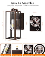 VIANIS Dusk to Dawn Outdoor Lighting, Modern Oil Rubbed Bronze Wall Light Fixtures, 100% Aluminum Porch Lights Outdoor, Anti-Rust Waterproof Outside Sconce Lights for Patio Front Door Entryway, 2-Pack