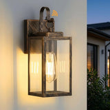 Black Brush Gold Porch Light, Dusk to Dawn Wall Mount Outdoor Light