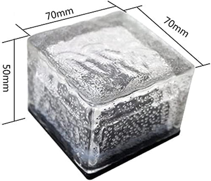 Solar Ice Glass Light,2 Packs Solar Powered Garden Lights, Waterproof IP68 Outdoor Table & Path Lights, Decorative Ice Cube for Yard (Blue)