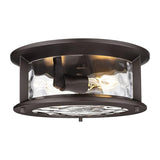 Emliviar Vintage Flush Mount Ceiling Light Fixture, 2-Light Farmhouse Close to Ceiling Mounted Lamp with Water Grain Glass for Kitchen, Oil Rubbed Bronze Finish, YE19108-F1 ORB-WG