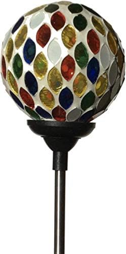 Solar Colorful Water Drop Mosaic Glass Ball Light, Garden Decor Landscape Globe Stake Multi-Color Color Change Yard LED Lamp Light, 3.5 inch, Blue