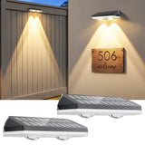 Solar Fence Lights Outdoor,3000/4500/6000K 13 Mode, 2 Pack Fence Lights Solar Powered with Ultra-Bright Lens IP65 Waterproof,Solar Wall Light for Backyard/Step/Patio/Deck/Stair/Railings