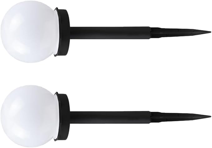 2pcs Solar Lawn Ground Plug Lights Bulb-Shaped Outdoor Solar Garden Path Lamps White Led, Weatherproof Landscape Lighting for Yard and Patio