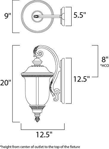 Maxim Lighting 40496WGOB Carriage Collection 20 Inch Two-Light Outdoor Wall Lantern - in an Oriental Bronze Finish I LED Compatible I Traditional Style Light Fixture I