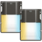 CINOTON 30W LED Wall Pack Light, 3CCT 3600LM, Dusk to Dawn Sensor, 2 Pack