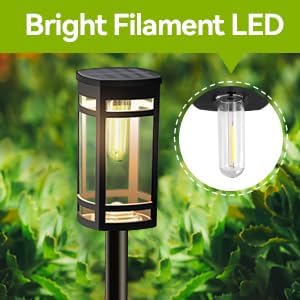 EXCMARK Solar Lights Outdoor Waterproof for Garden Pathway Walkway Driveway Yard Lawn Decorative Landscape Lighting. (Warm White Light, 6)