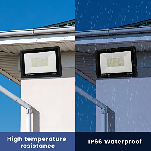 Ceena 2 Pack 120W Plug in LED Flood Light Outdoor, 12000lm Super Bright Floodlight with 5.9FT Wire, IP66 Waterproof 6000K LED Work Light for Backyard, Workshop, Basketball Court