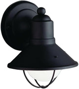 Kichler Seaside 7.5" 1 Light Outdoor Wall Light with Glass Globe Black | Lumora
