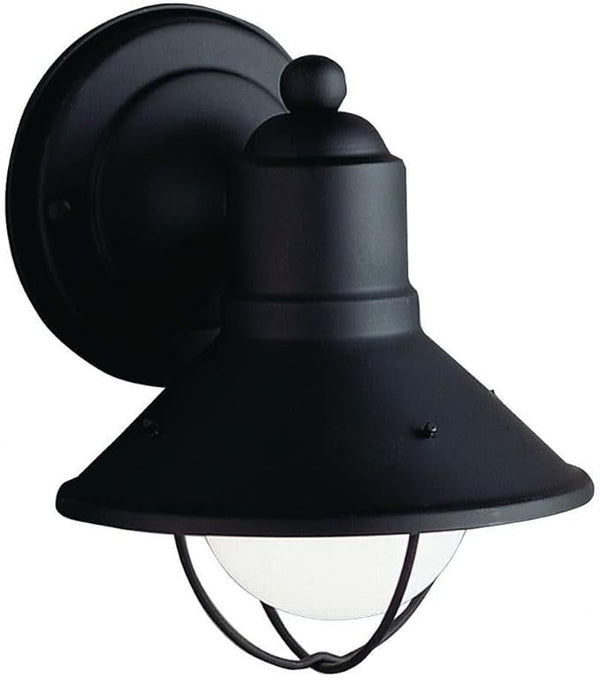 Kichler Seaside 7.5" 1 Light Outdoor Wall Light with Glass Globe Black | Lumora