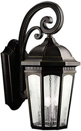 Kichler Courtyard 26.5" 3 Light Outdoor Wall Light with Clear Seeded Glass in Rubbed Bronze | Lumora
