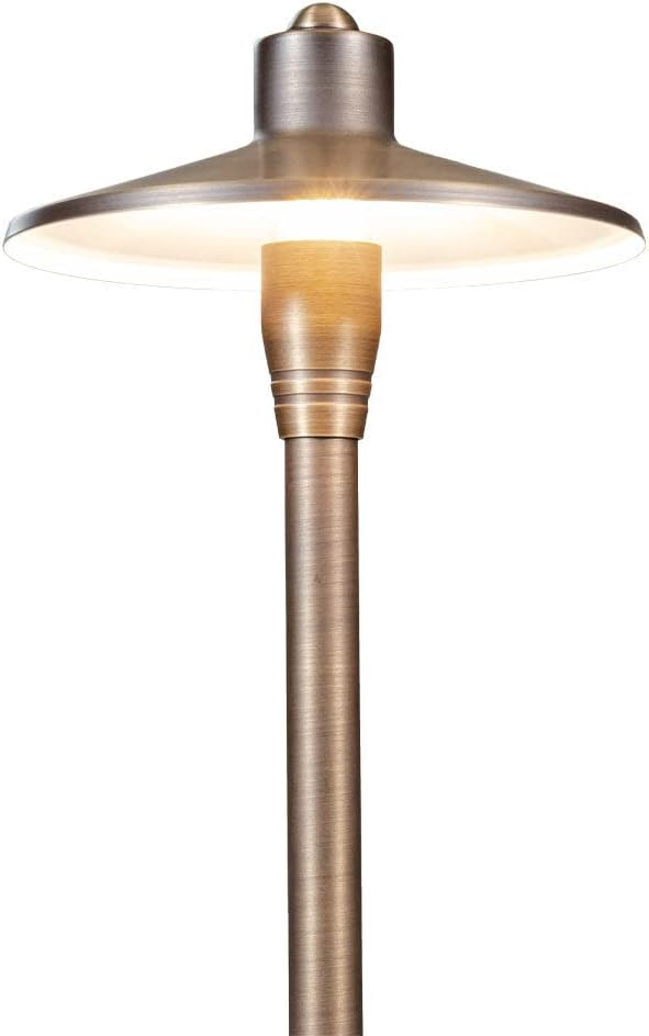 G2 12V Brass Mini Path Light (15" Tall) with 3W 2700K Warm White G4 LED Bulb for Low Voltage Landscape Lighting on Outdoor Pathway, Walkway, Garden, Driveway or Patio
