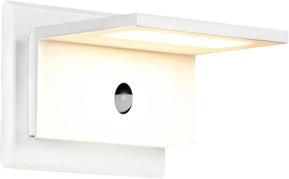 Motion Sensor Outdoor Wall Light 2 Pack White LED Exterior Porch Light Fixture for House Garage Patio Modern Wall Mount Lamp IP54 Waterproof 680LM 10W