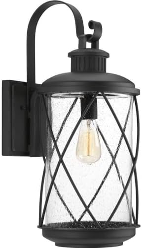 Progress Lighting Hollingsworth Collection 1-Light Clear Seeded Glass Farmhouse Outdoor Large Wall Lantern Light | Lumora