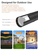 8 Pack String Light Poles for Outside, Adjustable Metal Patio Light Poles