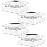 4 Packs 4x4 White Solar Post Cap Lights Outdoor with 3 Modes