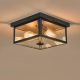 Tarentlight Adjustable Motion Sensor Ceiling Light Fixture Outdoor Modern Design of Squares Flush Mount 2-Light Textured Black with Clear Glass for Your Porch,Garage,Patio,Hallway,Front and Back Yards