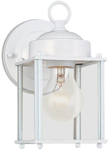 Sea Gull Lighting 8592-15 New Castle One-Light Outdoor Wall Lantern with Clear Glass Panels, White Finish | Lumora