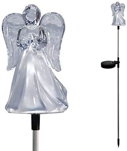 Set of 2 Clear Acrylic Angel Solar Garden Yard Landscape Path Stick LED Lights