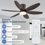 Surtime 48In Ceiling Fans with Light and Remote/APP Control, 6-Blade Reversible Motor Ceiling Fan, 3-Color Dimmable Lighting, All-Brown Finish