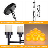 Battery Operated Chandelier, Outdoor Hanging Candle Lights Battery Gazebo Lights, Outdoor Chandelier for Gazebo, Canopy, Pergola, Porch, Tent Decor (6)