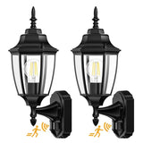 Lamomo Motion Sensor Outdoor Wall Lights Fixtures, 2-Pack Porch Lamp, Black