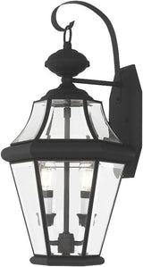 Livex Lighting 2261-02 Outdoor Wall Lantern with Clear Beveled Glass Shades, Polished Brass | Lumora