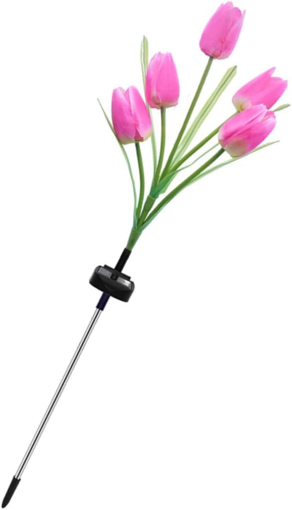 DOITOOL Lawn Solar Lamp Light Lamp Decoration Powered Decorative Tulip for Outdoor Solar Ornament Yard Creative Garden