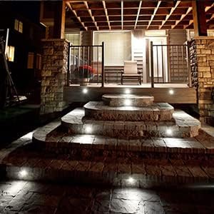 Deck Lights Outdoor Waterproof Low Voltage Lighting Kit Stainless Steel 1W Outdoor Yard Garden Decoration Lamps Landscape Pathway Patio Step Stairs Silver Border(20pcs,Cool White)