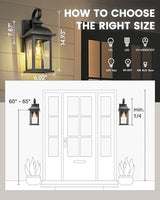 FEMILA Dusk to Dawn Outdoor Wall Sconce, 15" Matte Black Seeded Glass Outdoor Sconce Lights, Front Porch Light Fixtures Wall Mount, Garage Lights for Patio, Entryway, Garden, 4FD54B-PC BK