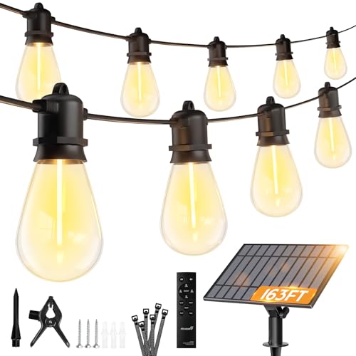 Minetom 163FT Solar String Lights Outdoor Waterproof,S14 Patio Lights