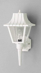Progress Lighting P5815-30 Wall Torch with Ribbed Mansard Roof Beveled Clear Acrylic Panels, White | Lumora