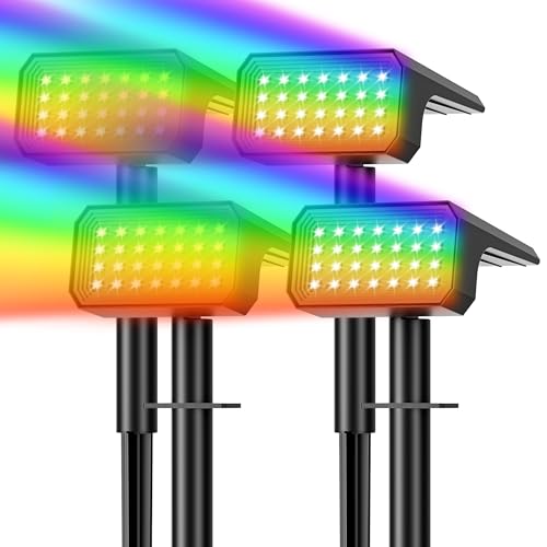 Halloween Solar Spot Lights Outdoor Waterproof, 4 Pack, 28 LED RGB