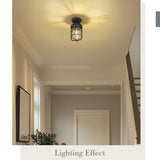 Emliviar Oil Rubbed Bronze Finish 11.1" Semi Flush Light Fixture for Indoor, Farmhouse Semi Flush Mount Ceiling Light with Clear Tempered Glass Shade, GE255LF ORB