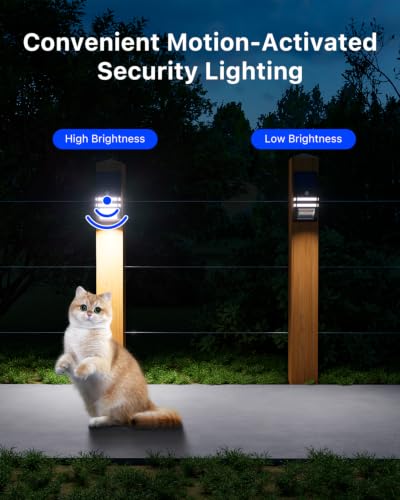 4 Pack Metal Solar Fence Lights Cool White Lamp with Motion Sensor