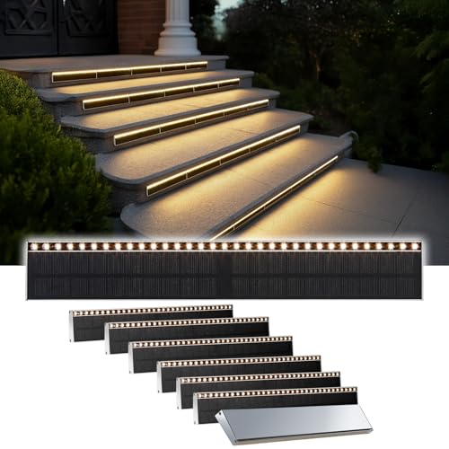 Solar Step Lights Outside, 33 Focused LEDs, Stair Light, 8PK