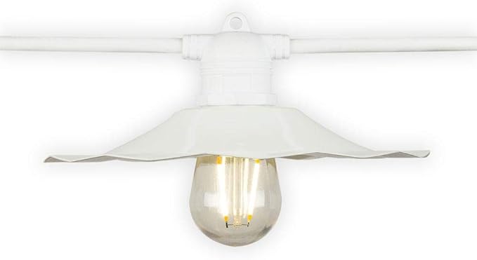 fantado Patio Metal Light Bulb Shade for Outdoor Commercial String Lights, E26, White by PaperLanternStore