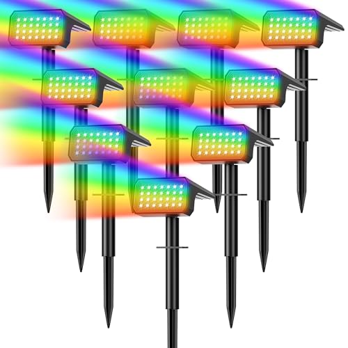 Halloween Solar Spot Lights Outdoor Waterproof, 10 Pack, 28 LED RGB