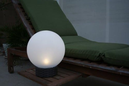 Britta Products Solar Garden Globe LED Centerpiece Table Light, Rattan Base