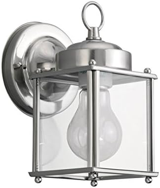 Sea Gull Lighting 8592-965 New Castle One-Light Outdoor Wall Lantern with Clear Glass Panels, Antique Brushed | Lumora