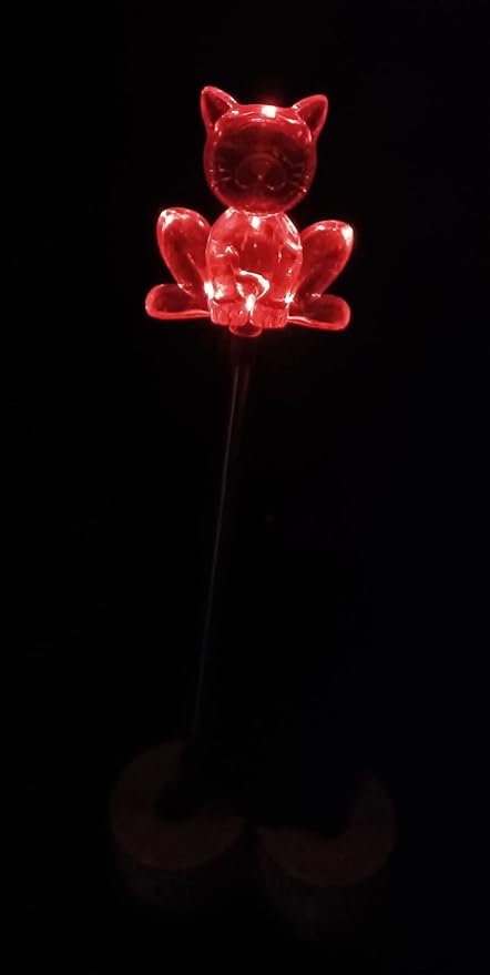 Starry Illuminate 2 PCS Solar Color Changing Style Garden Stake Light Pathway Stake Light (Cat)