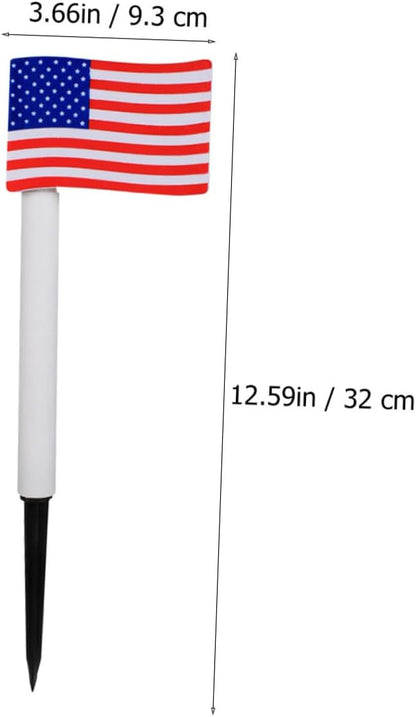 CHILDWEET Solar LED American Flag Garden Lights, 2pcs Outdoor Solar Pathway Lamps Ground Stakes for Lawn and Patio Decoration Random Color