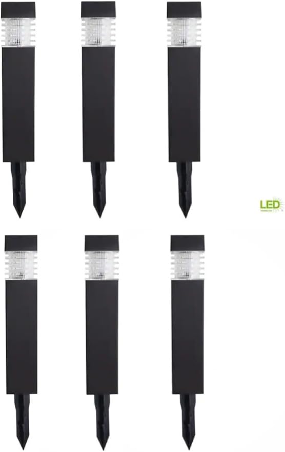 Modern White LED Lights Solar, 6 Pack Black Solar Pathway Lights, Outdoor Waterproof Solar Lights Garden, Decor Lamp, Landscape Path Lights for, Yard, Patio, Driveway, Sidewalk.
