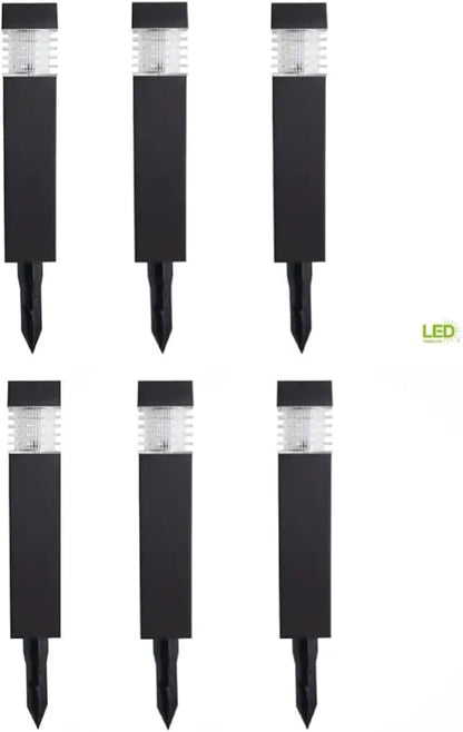 Modern White LED Lights Solar, 6 Pack Black Solar Pathway Lights, Outdoor Waterproof Solar Lights Garden, Decor Lamp, Landscape Path Lights for, Yard, Patio, Driveway, Sidewalk.