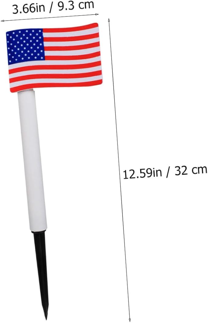 2pcs Solar LED Flag Garden Lights, Outdoor Pathway Ground Plug Lamps for Independence Day Decoration Random Color
