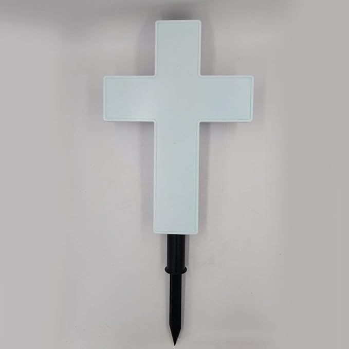 jojomis White Solar Cross Garden Decor Path Lawn Yard Acrylic Outdoor Landscape 250x80x570mm