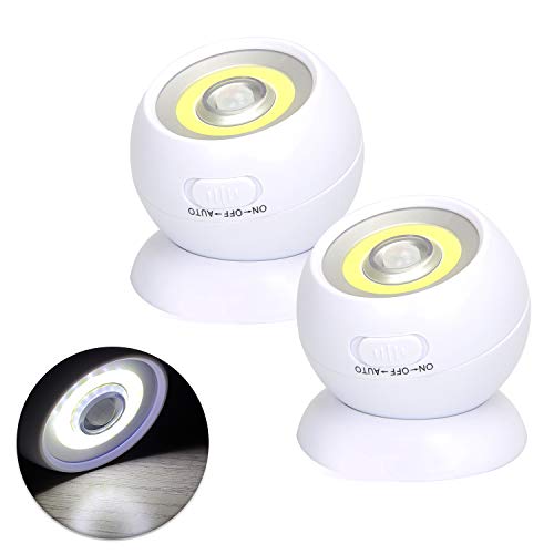Lebote Motion Sensor Light Battery Powered Wall Light Battery Operated Motion Spotlight Waterproof Indoor/Outdoor LED Motion Lights for Garage Porch Stair Ceiling Gate(2 Pack)