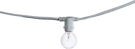 Bulbrite 25 ft, 15-Socket (E12) Decorative String Light Kit with Clear Incandescent (G12) Light Bulbs, 10 Watt, White